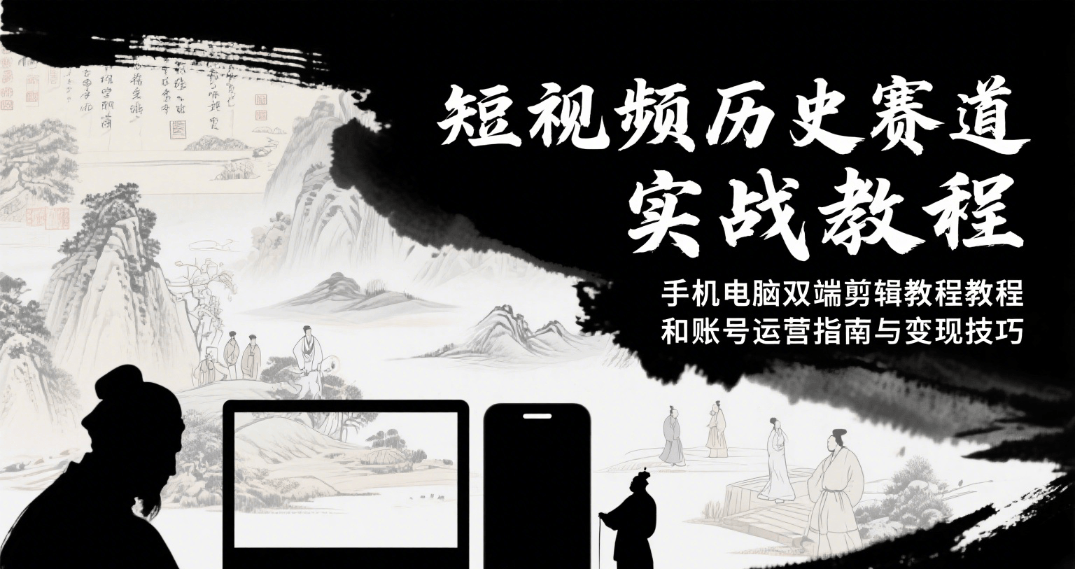 短视频历史赛道实战教程，手机电脑双端剪辑教程和账号运营指南与变现技巧-51网创资源