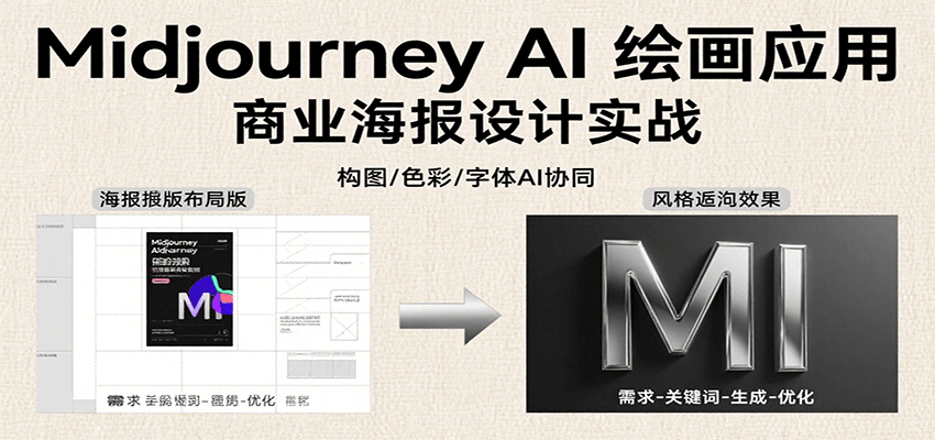 Midjourney AI绘画应用，关键词指令解析、漫画头像制作、海报设计、3D人物生成等-51网创资源