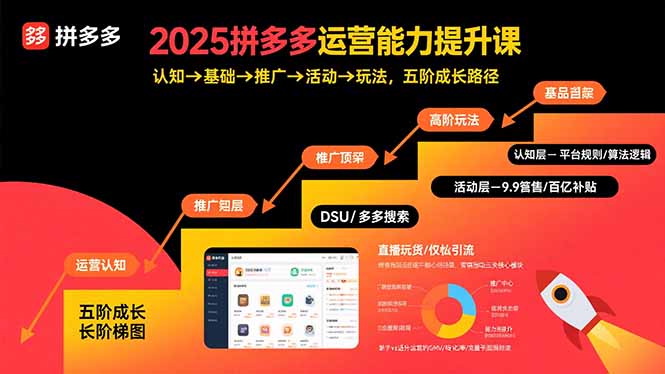 2025拼多多运营能力提升课：认知→基础→推广→活动→玩法，五阶成长路径-51网创资源