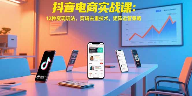 抖音电商实战课：12种变现玩法，剪辑去重技术，矩阵运营策略-51网创资源