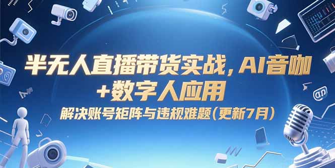 半无人直播带货实战，AI音咖+数字人应用 解决账号矩阵与违规难题(更新7月-51网创资源