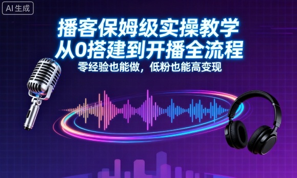 播客保姆级实操教学,从0搭建到开播全流程,零经验也能做,低粉也能高变现-51网创资源