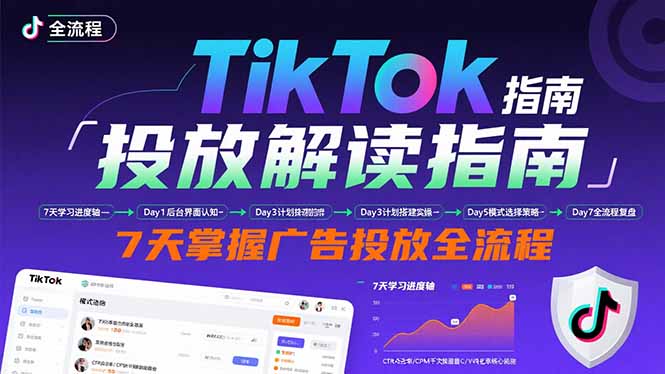 TikTok投放解读指南：后台操作/计划建立/模式选择，7天掌握广告投放全流程-51网创资源