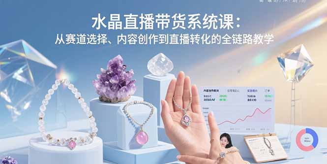 水晶直播带货系统课：从赛道选择、内容创作到直播转化的全链路教学-51网创资源