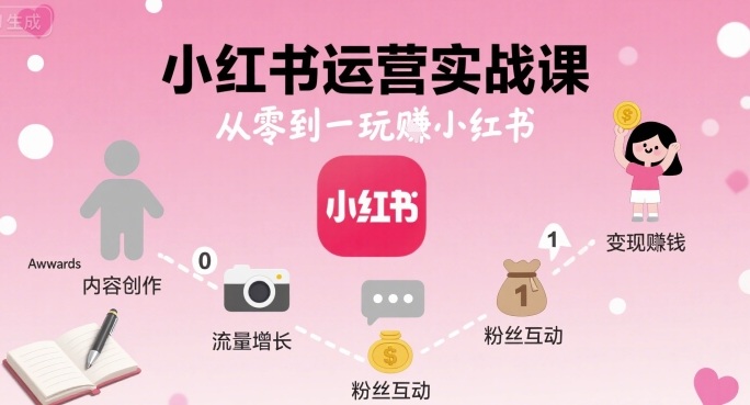 小红书运营实战课，从零到一玩賺小红书-51网创资源