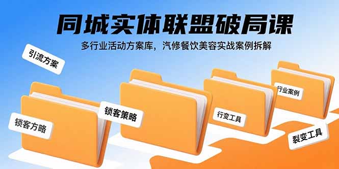 同城实体联盟破局课，多行业活动方案库，汽修餐饮美容实战案例拆解-51网创资源