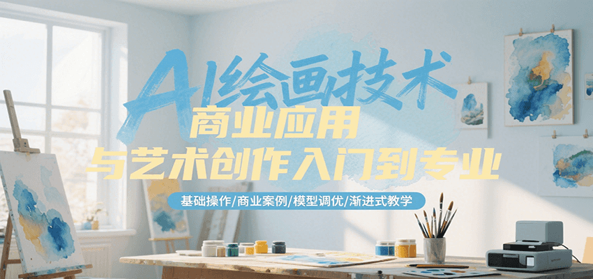 AI绘画技术商业应用与艺术创作入门到专业，基础操作/商业案例/模型调优/渐进式教学-51网创资源