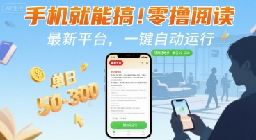 手机就能搞！零撸阅读挂G，最新平台，一键自动运行，随时随地挣，单日50-3张+【揭秘】-51网创资源