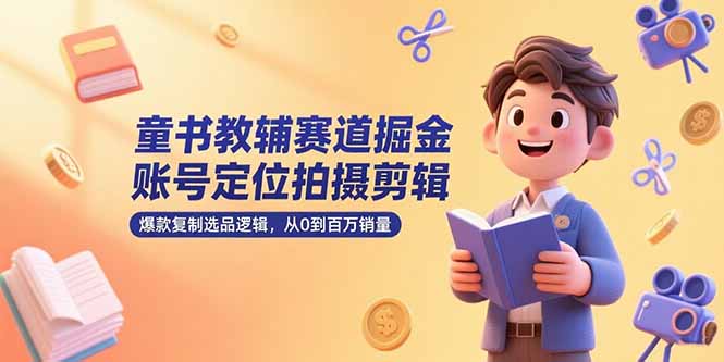童书教辅赛道掘金，账号定位拍摄剪辑，爆款复制选品逻辑，从0到百万销量-51网创资源