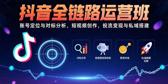 抖音全链路运营班：账号定位与对标分析，短视频创作，投流变现与私域搭建-51网创资源