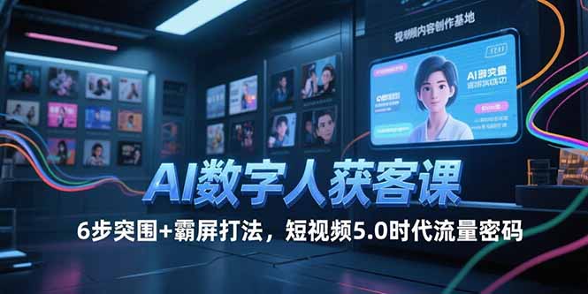 AI数字人获客课，6步突围+霸屏打法，短视频5.0时代流量密码-51网创资源