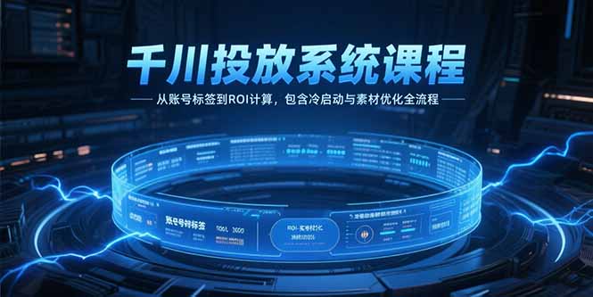 千川投放系统课程，从账号标签到ROI计算，包含冷启动与素材优化全流程-51网创资源