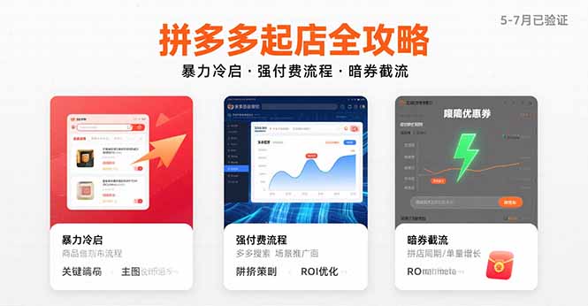 拼多多起店全攻略，暴力冷启，强付费流程，暗券截流，5-7月已验证的方法-51网创资源