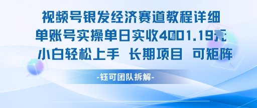 视频号银发经济赛道单账号实操单日实收1k+，小白轻松上手长期项目-51网创资源
