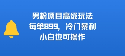 男粉项目高级玩法，每单899，冷门暴利，小白也可操作-51网创资源