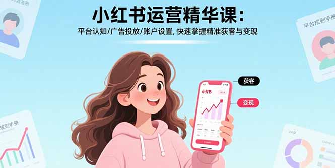 小红书运营精华课：平台认知/广告投放/账户设置,快速掌握精准获客与变现-51网创资源