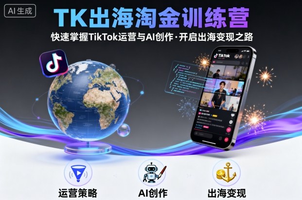 TK出海淘金训练营，助你快速掌握TikTok运营与AI创作，开启出海变现之路-51网创资源