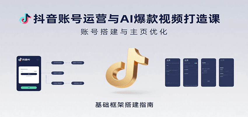 抖音账号运营与AI爆款视频打造课：含账号搭建、运营及多种AI特效视频制作方法-51网创资源