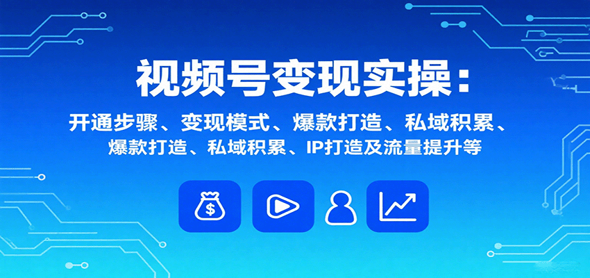 视频号变现实操，含开通步骤、变现模式、爆款打造、私域积累、IP打造及流量提升等-51网创资源