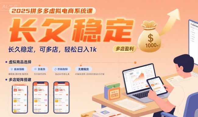 2025拼多多虚拟电商系统课，长久稳定，可多店，轻松日入1k-51网创资源