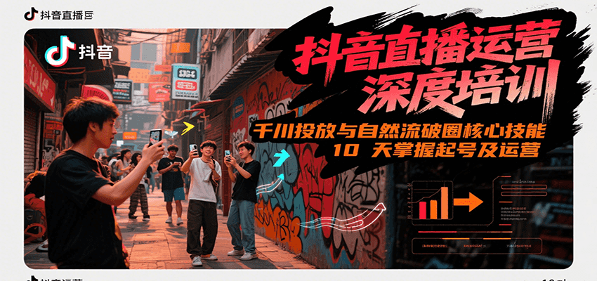 抖音直播运营深度培训，千川投放与自然流核心技能，10天掌握起号及运营(6-7月新课)-51网创资源