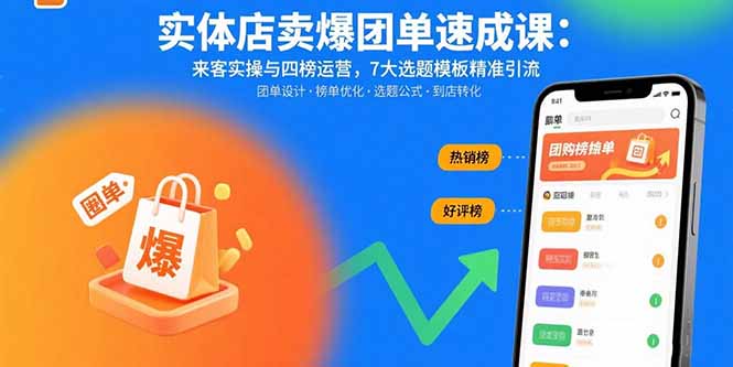 实体店卖爆团单速成课：来客实操与四榜运营，7大选题模板精准引流-51网创资源