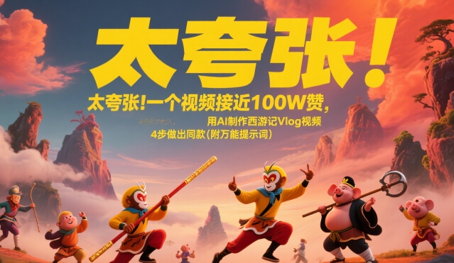 太夸张！一个视频接近100W赞，用AI制作西游记Vlog视频，全流程拆解来了(附万能提示词)-51网创资源