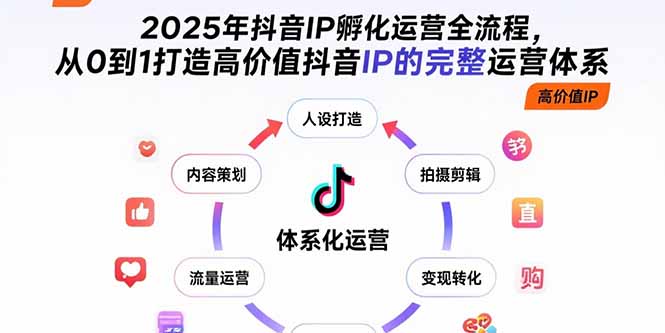 2025年抖音IP孵化运营全流程，从0到1打造高价值抖音IP的完整运营体系-51网创资源