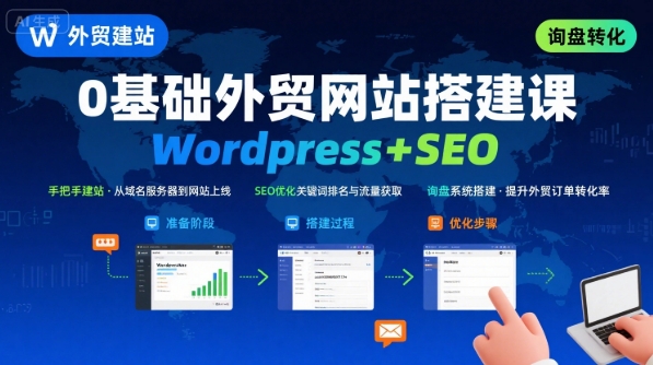 WordPress外贸建站+SEO优化课程，手把手教你从0到1搭建可获得询盘的外贸网站-51网创资源