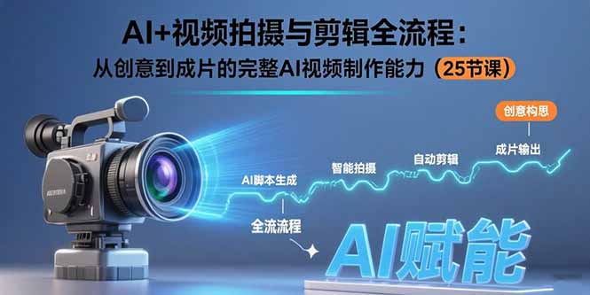 AI+视频拍摄与剪辑全流程：从创意到成片的完整AI视频制作能力(25节课-51网创资源