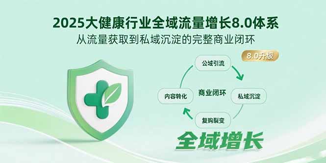 2025大健康行业全域流量增长8.0体系，从流量获取到私域沉淀的完整商业闭环-51网创资源