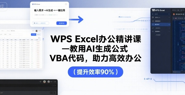 WPS Excel办公精讲课，教用 AI 生成公式，VBA 代码，助力高效办公-51网创资源