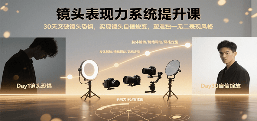 镜头表现力系统提升课，30天突破镜头恐惧实现自信蜕变，塑造独一无二表现风格-51网创资源