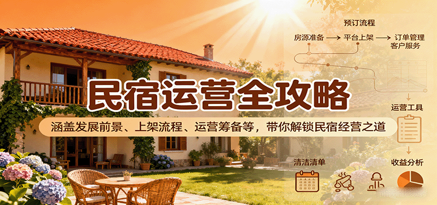 民宿运营全攻略:涵盖发展前景、上架流程、运营筹备等,带你解锁民宿经营之道-51网创资源