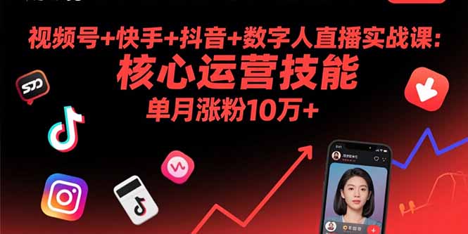 视频号+快手+抖音+数字人直播实战课(9月-51网创资源