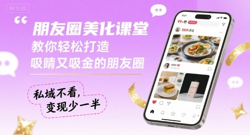 朋友圈美化课堂，教你轻松打造，吸睛又吸金的朋友圈，私域不看，变现少一半-51网创资源