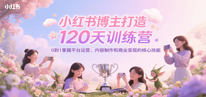 小红书博主打造120天训练营，0到1掌握平台运营、内容制作和商业变现-51网创资源