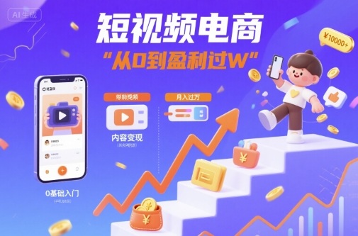 短视频电商：短视频变现从0到盈利过W-51网创资源