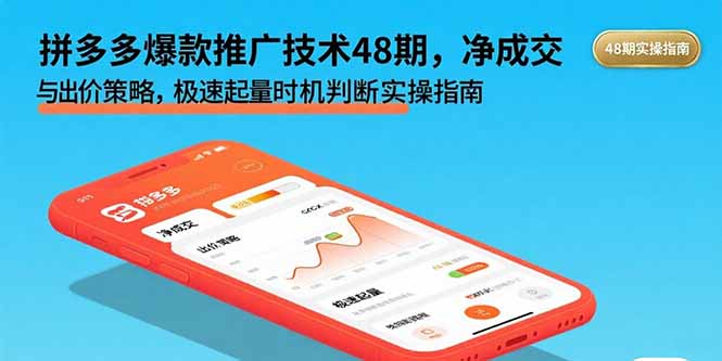 拼多多爆款推广技术48期，净成交与出价策略，极速起量时机判断实操指南-51网创资源