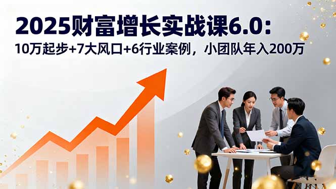 2025财富增长实战课6.0：10万起步+7大风口+6行业案例，小团队年入200万-51网创资源