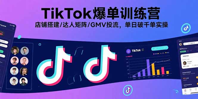 TikTok爆单训练营，店铺搭建/达人矩阵/GMV投流，单日破千单实操-51网创资源