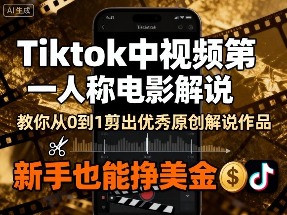 Tiktok中视频第一人称电影解说，教你从0到1剪出一个优秀的原创解说作品，新手也能挣美金-51网创资源