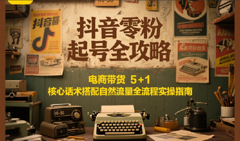 抖音零粉起号全攻略：电商带货 5+1 核心话术搭配自然流量全流程实操指南-51网创资源