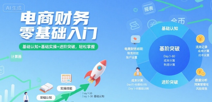 电商财务零基础入门，基础认知+基础实操+进阶突破，轻松掌握-51网创资源