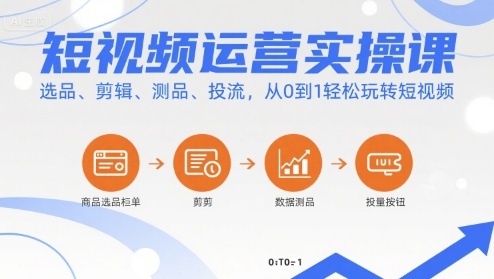 短视频运营实操课,选品、剪辑、测品、投流,从0到1轻松玩转短视频-51网创资源