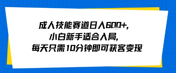 成人技能赛道日入多张，小白新手适合入局，每天只需10分钟即可获客变现-51网创资源