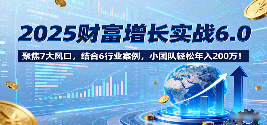 2025财富增长实战6.0，聚焦7大风口，结合6行业案例，小团队轻松年入200万！-51网创资源