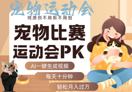 AI一键生成宠物比赛运动会PK视频，纯原创不用剪不用拍，每天十分钟，轻松月入过1W+-51网创资源