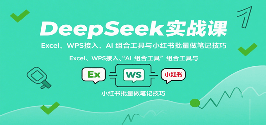 DeepSeek实战课：Excel、WPS接入、AI 组合工具与小红书批量做笔记技巧-51网创资源