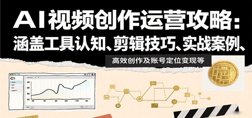 AI视频创作运营攻略：涵盖工具认知、剪辑技巧、实战案例、高效创作及账号定位变现等-51网创资源